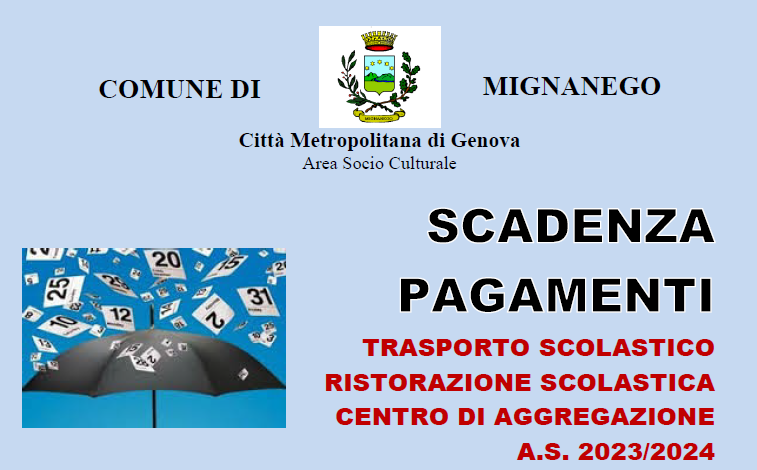 Avviso scadenze pagamenti servizi scolastici